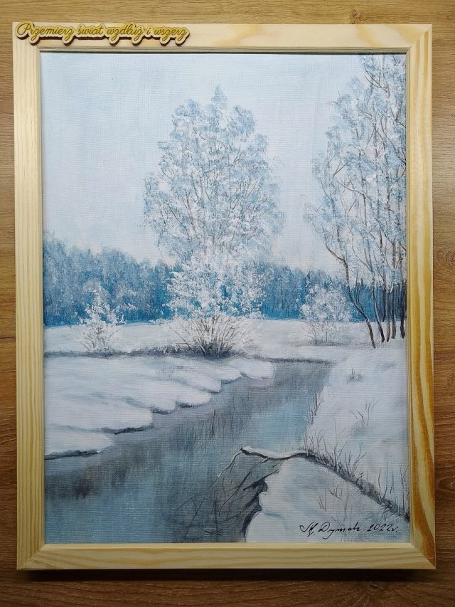 POMYSŁ NA SPERSONALIZOWANY PREZENT - OBRAZ Z RAMĄ I INSPIRUJĄCYM MOTTEM MOTYWACYJNYM - "ZIMOWĄ PORĄ"