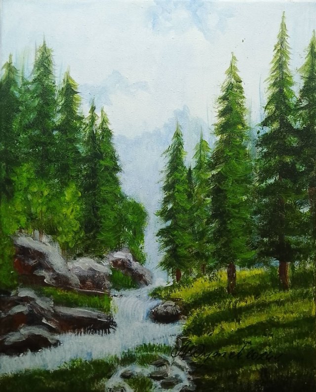 POMYSŁ NA SPERSONALIZOWANY PREZENT- RĘCZNIE MALOWANY DYPTYK "GÓRSKI SPOKÓJ" 2x 30x24cm