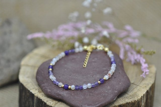 Bransoletka z kamieni naturalnych - Ametyst i Cytryn