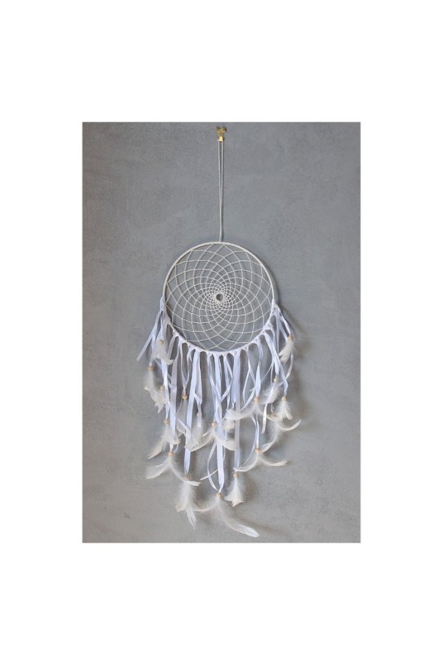 Biały duży łapacz snów handmade makrama