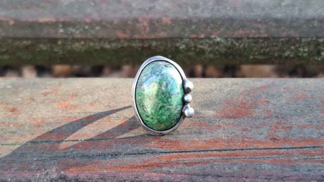 Jaspis na zielono - pierścionek regulowany