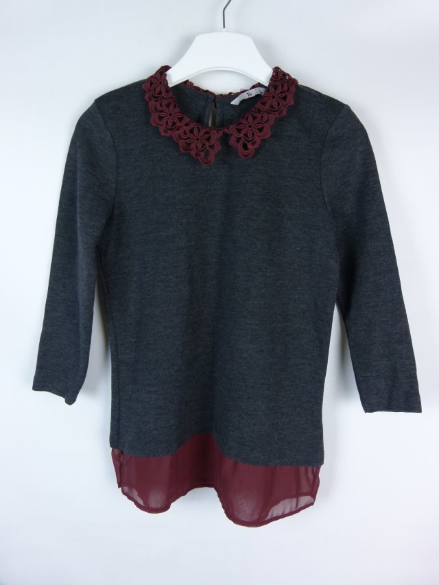 TU szara dzianinowa bluzka z kołnierzykiem / 8 - S