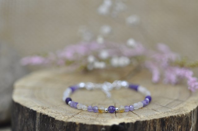 Bransoletka z kamieni naturalnych - Ametyst i Cytryn