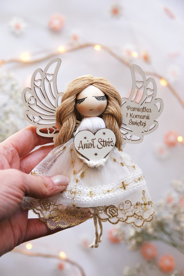 Mały aniołek dla dziewczynki - prezent komunijny | Pamiątka Komunii