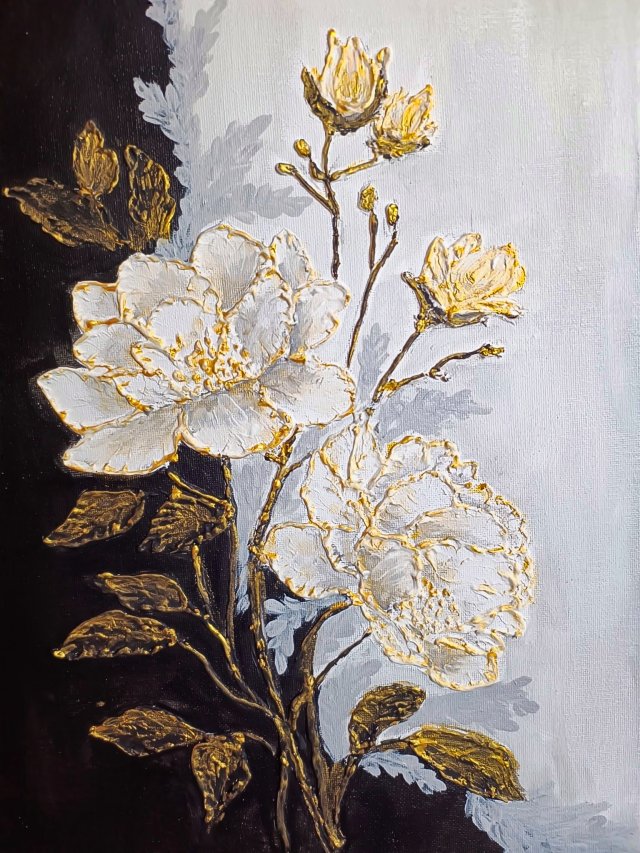 EKSKLUZYWNA DEKORACJA GLAMOUR - OBRAZ STRUKTURALNY Z TEKSTURĄ 3D "ESENCJA ELEGANCJI"