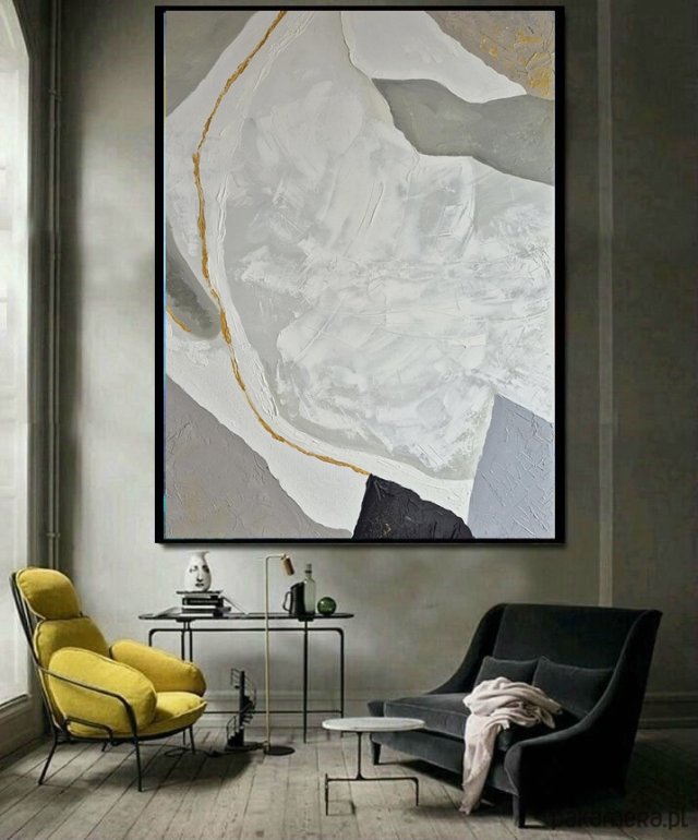 duży obraz do salonu złota nić marmuru