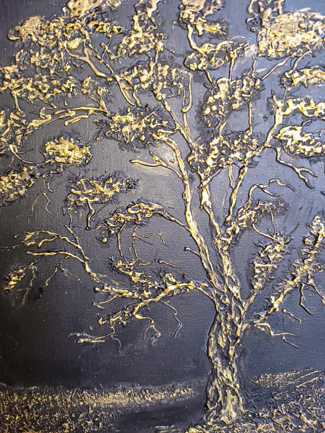 SKANDYNAWSKA DEKORACJA - OBRAZ STRUKTURALNY Z TEKSTURĄ 3D "DRZEWO ŻYCIA"