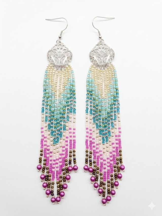 Długie Kolczyki Boho Ombre - Kaskada Kolorów
