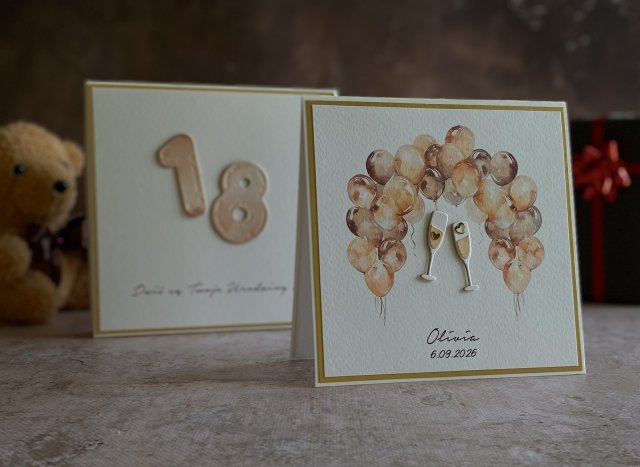 Kartka na 18 urodziny z pudełkiem i kopertą, BH 20A