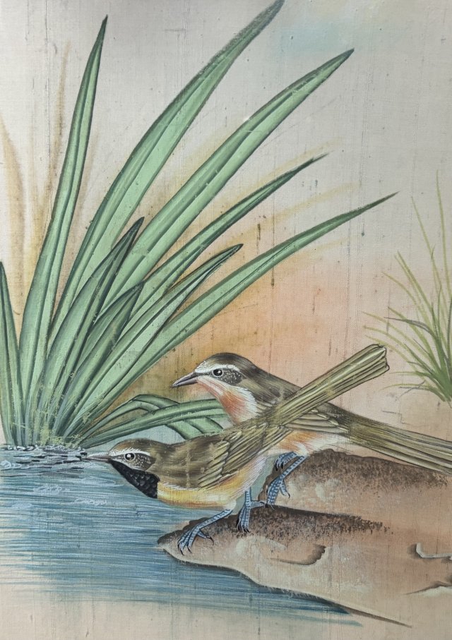 Cudo na jedwabiu - silk ręcznie malowany unikatowy duży obraz - oprawiony gotowy do zawieszenia