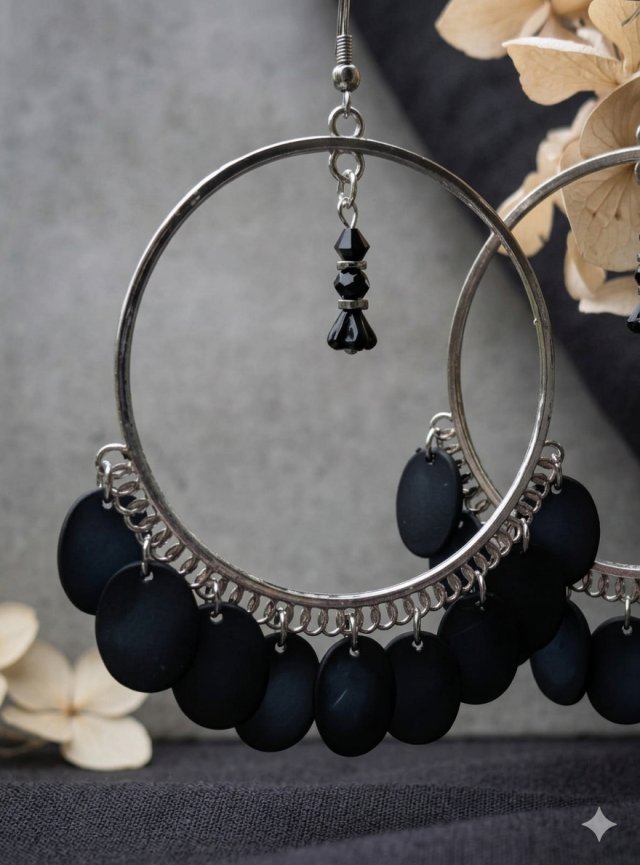 Kolczyki Koła Duże Czarne Oliwki