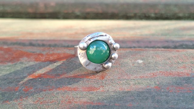 Agat zieloniutki - pierścionek regulowany