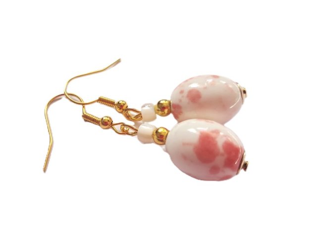 PASTELOWE KOLCZYKI Z CERAMIKĄ - część kompletu