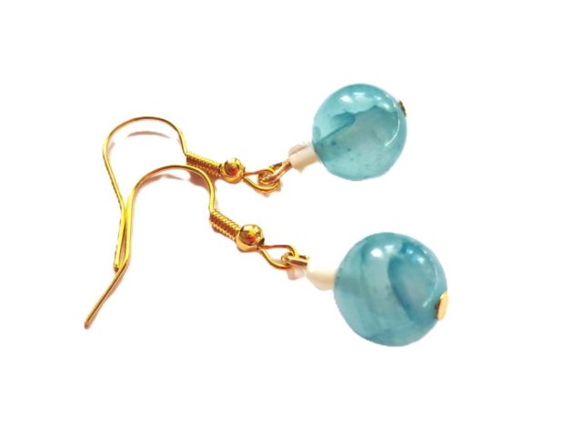 DROBINKI BŁĘKITNE - minimalistyczne kolczyki z jadeitem