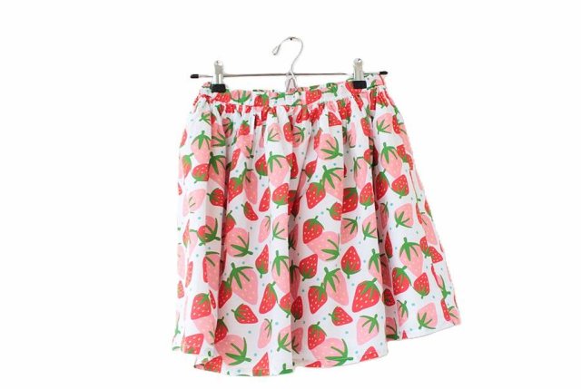 TRUSKAWKI Spódnica vintage MINI bawełna organiczna