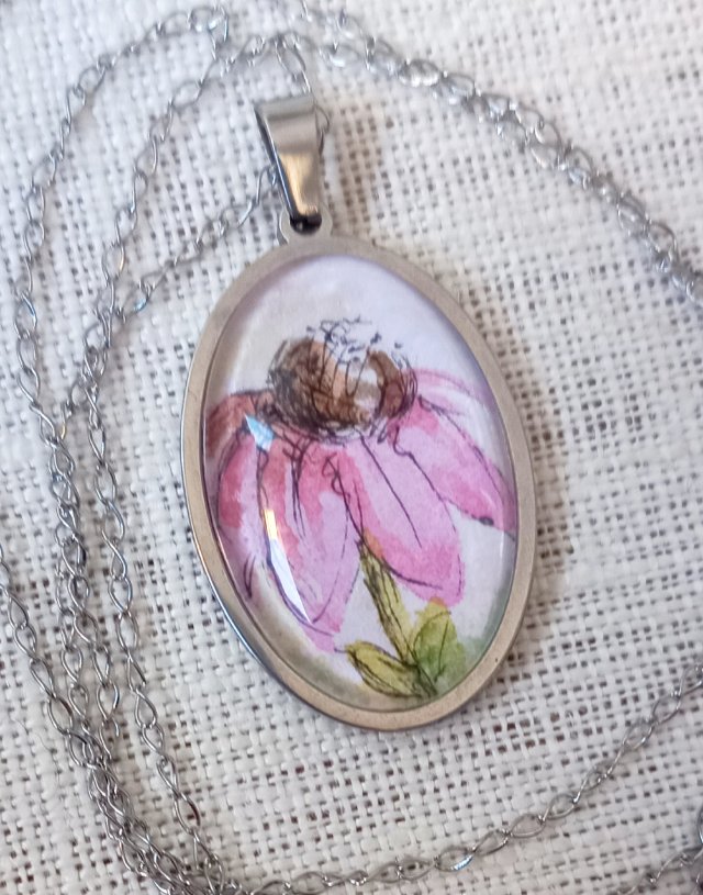 Naszyjnik -kwiat jeżówki