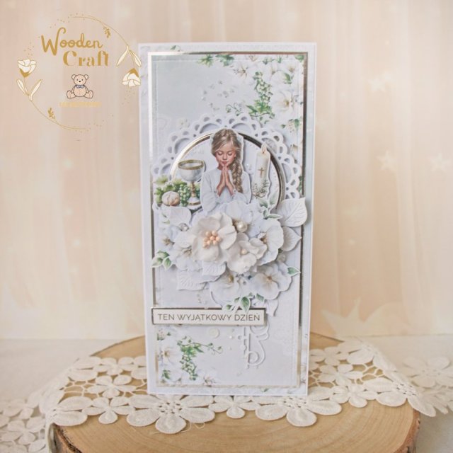 Kartka komunijna, Pamiątka Pierwszej Komunii, prezent "Bright 2" GOTOWA