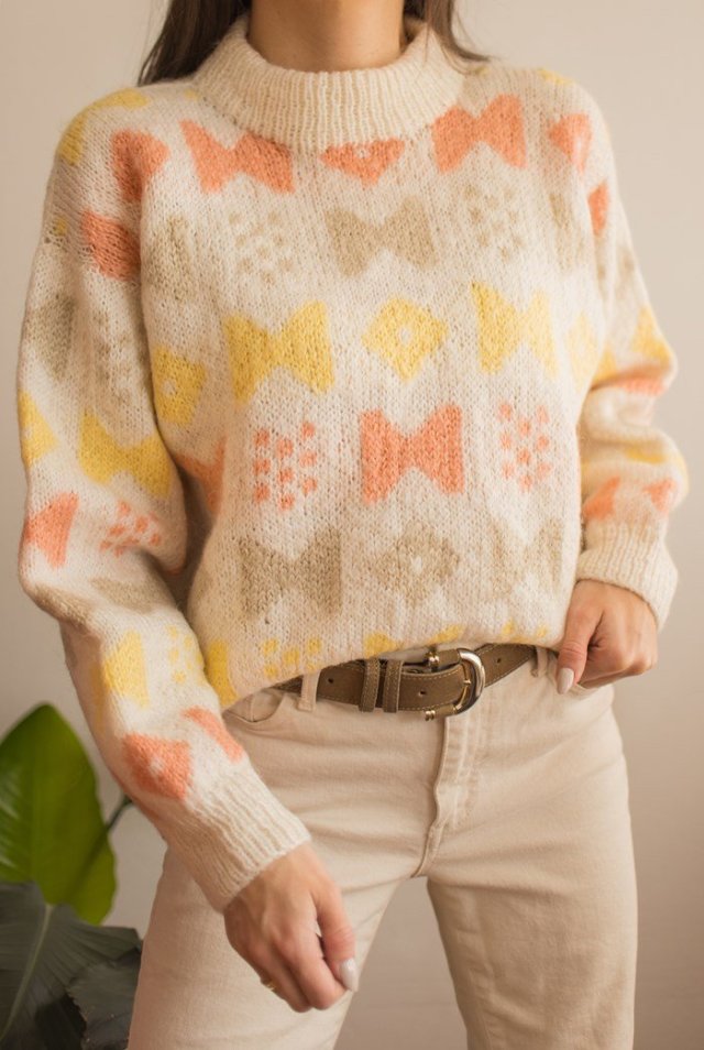 sweter vintage we wzorki S/M