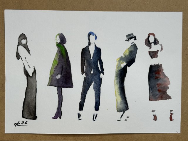 Ilustracja 5 modeli, 30*21cm, Original Akwarela