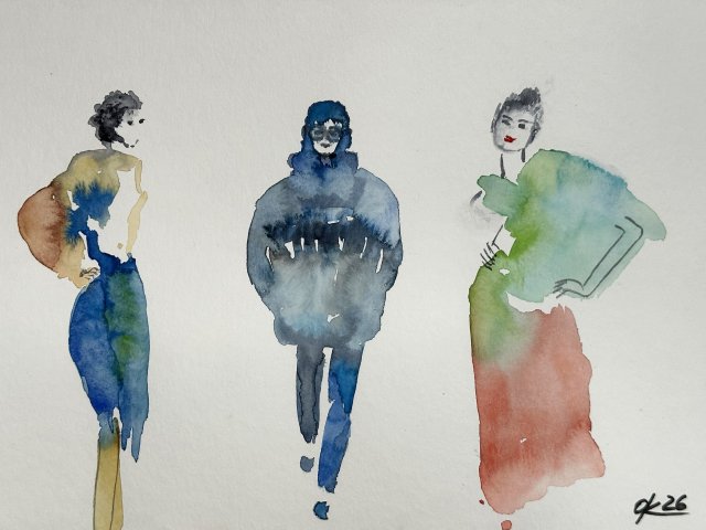 Ilustracja 3 modeli, 30*21cm, Original Akwarela