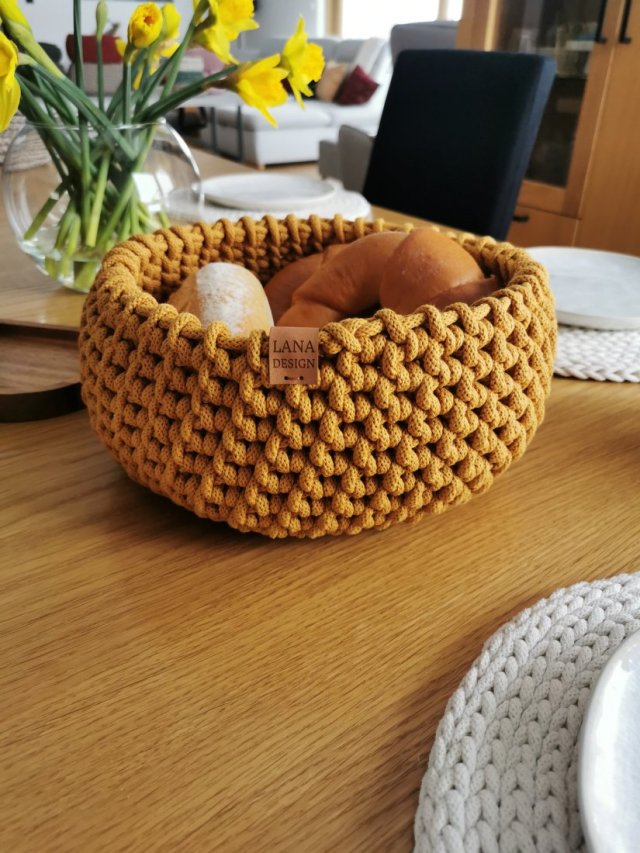 Kosz na pieczywo z bawełny