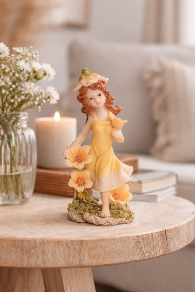 Figurka dekoracyjna wróżka z kwiatami – romantyczna ozdoba do domu