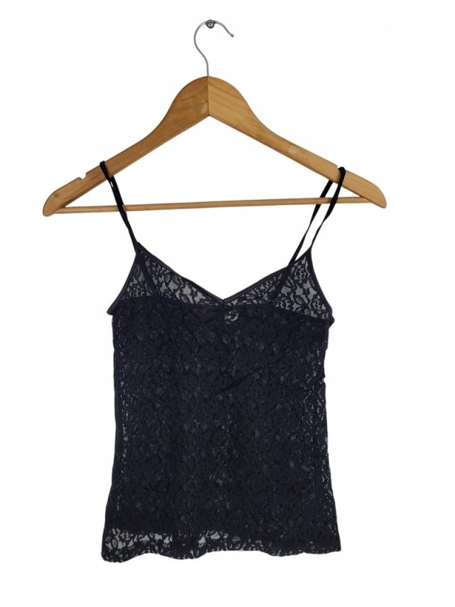 H&M koronkowy top damski czarny 38 M