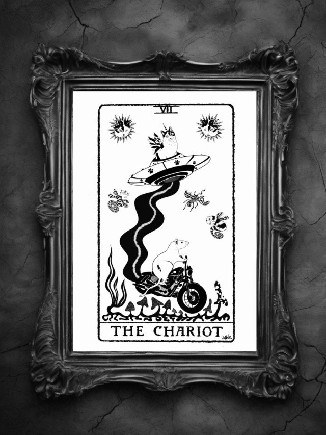 Plakat A3 - The Chariot VII | Moto-Rat & UFO Abduction | Cosmic Republic