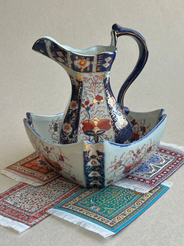Antique Imari Bowl and Jug Toilet Set XIXw.  - umywalnia! ❤ Wspaniały komplet toaletowy ❤