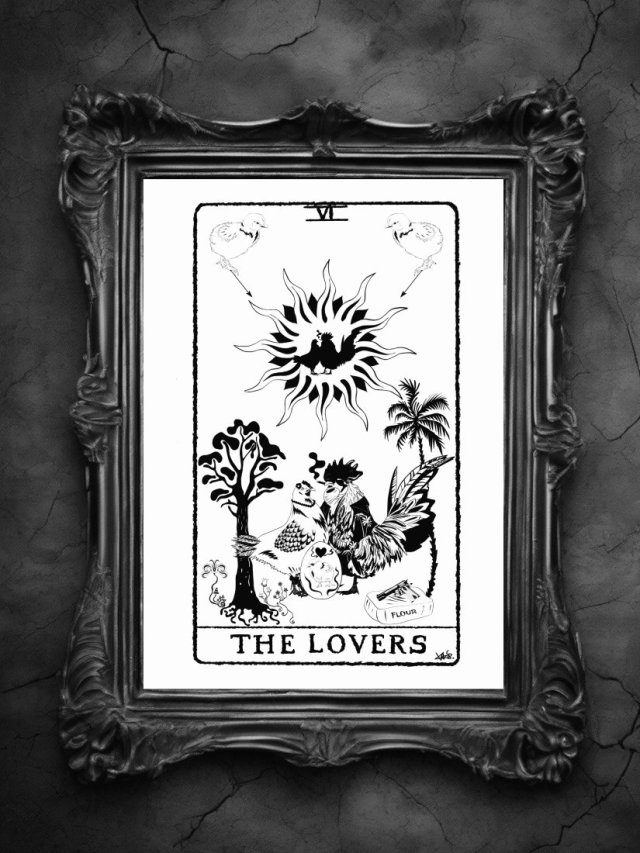 Plakat A3 - The Lovers VI | Surrealistyczna Grafika B&W | Cosmic Republic