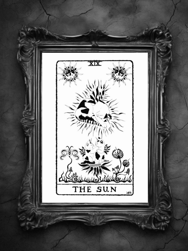 Plakat A3 - The Sun XIX | Psychodeliczne Koty & Magiczne Grzyby | Cosmic Republic