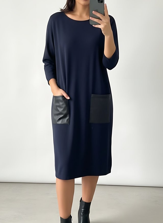 Sukienka z kieszeniami ze skóry (Vk)