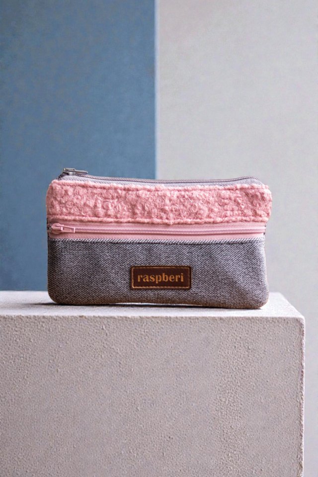 Różowo-szary portfelik