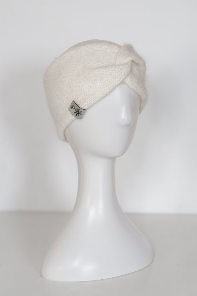 Ręcznie robiona opaska ecru Air Drops Baby Alpaca rękodzieło handmade