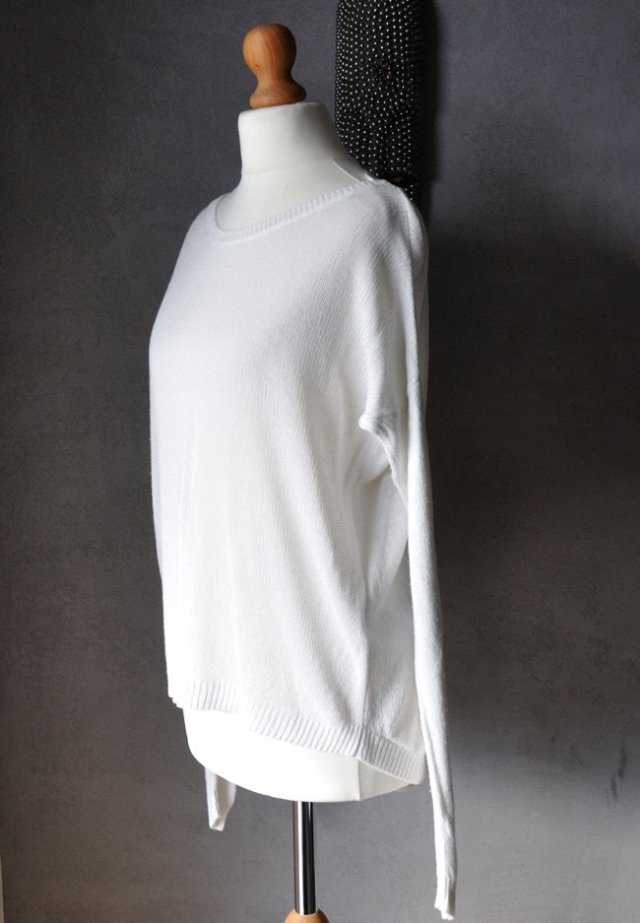 Sweter letni biały ażurowy wiskoza XS S