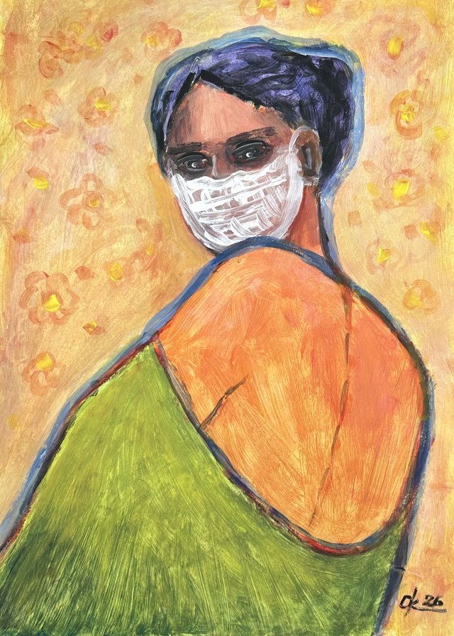 Echo kwarantanny, 44*31 cm, Oryginalny obraz akrylowy