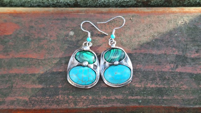 Zielone i niebieskie - kolczyki