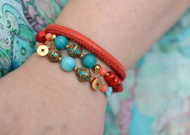 ZESTAW BRANSOLETEK ORIENT CORAL