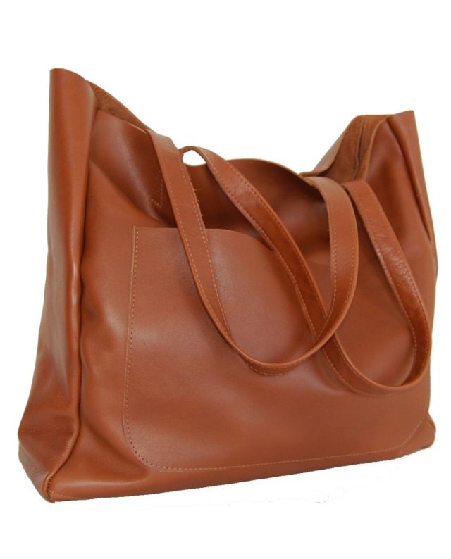 Duża torebka damska ze skóry z kieszenią PRODUKT POLSKI