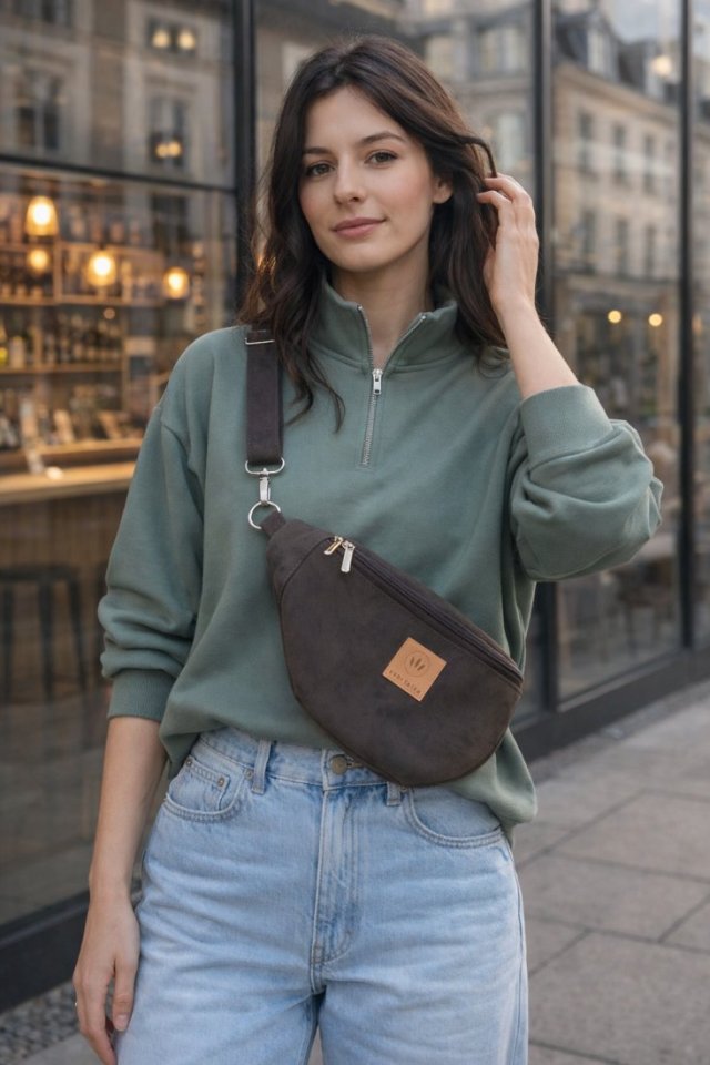 Zamszowa nerka basic Czekoladowa