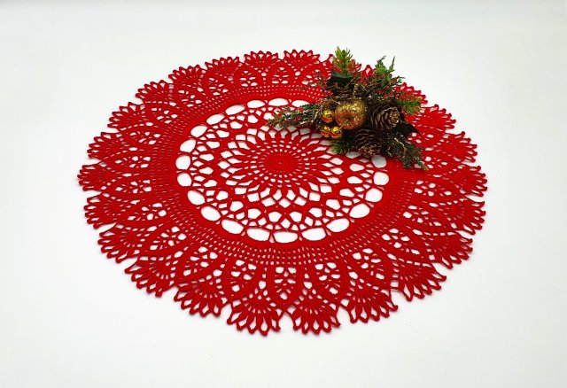 Czerwona, okrągła serweta 40 cm