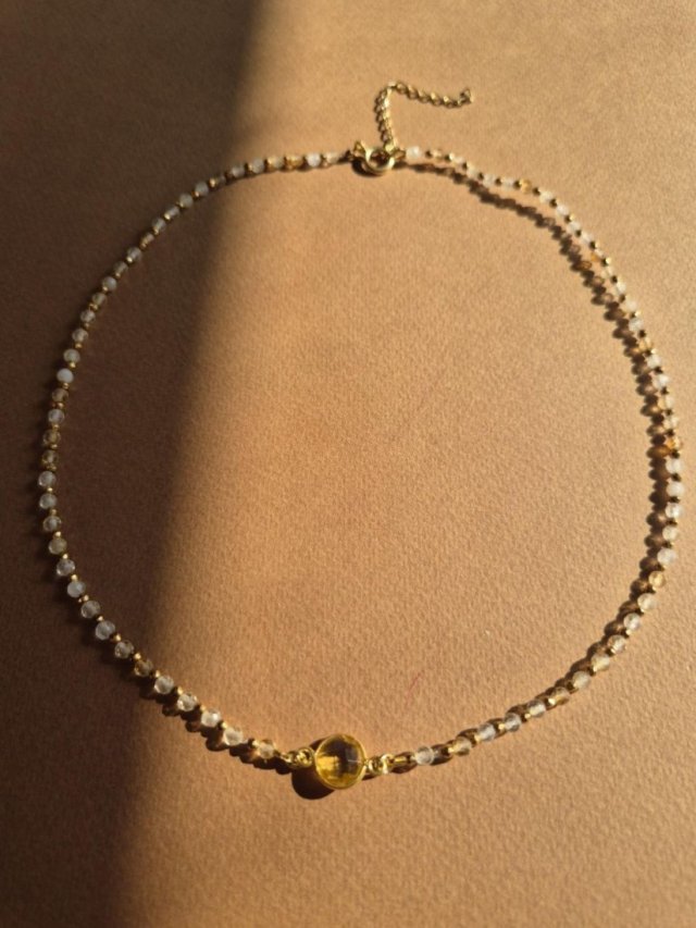 Naszyjnik obfitości z cytrynów i pozłacanego srebra