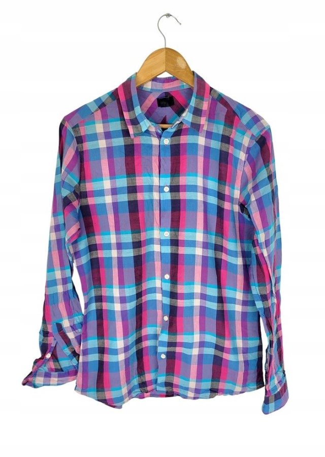 H&M lekka cienka koszula męska kratka bawełna M