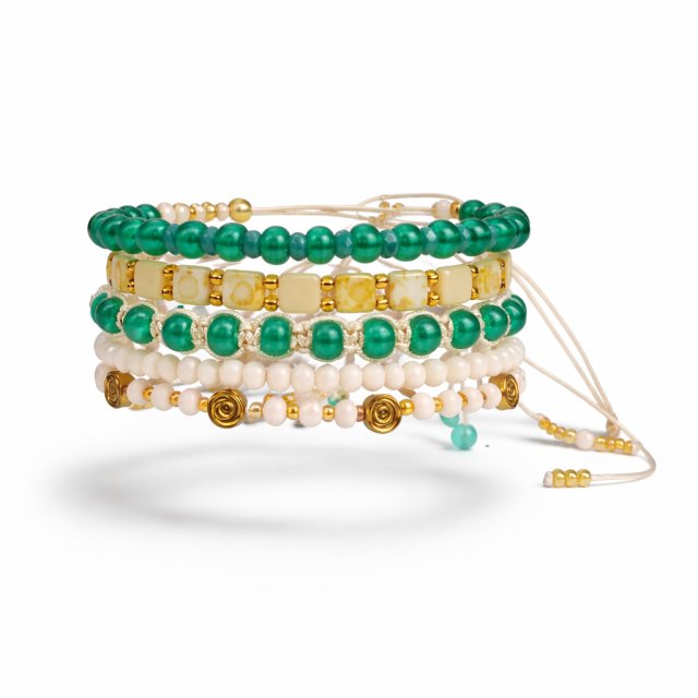 Bransoletka Zestaw Bransoletek "Leśna Przeplatanka" z Różyczkami