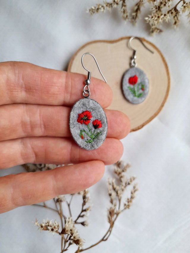 Kolczyki Polne maki owalne