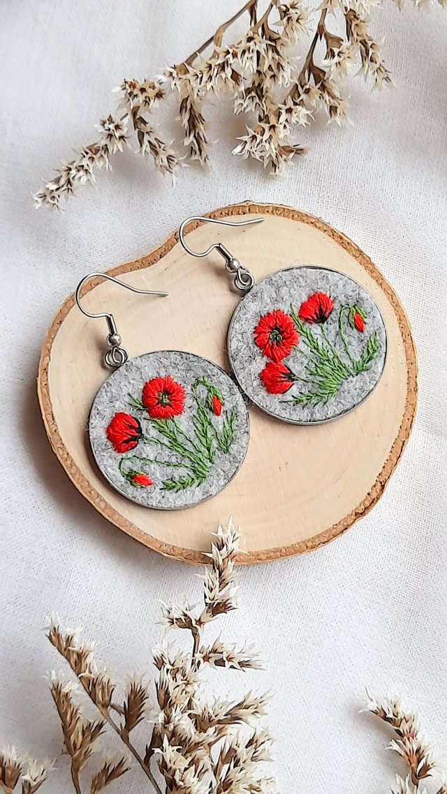 Kolczyki Polne maki okrągłe duże