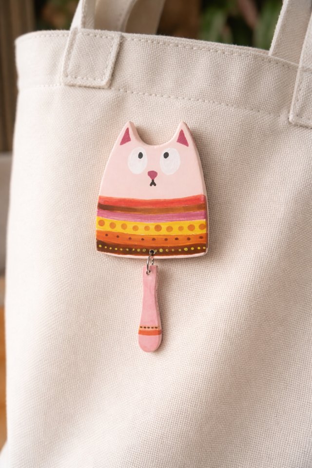 Kolorowa Broszka Kot, Pin Kotek, Przypinka