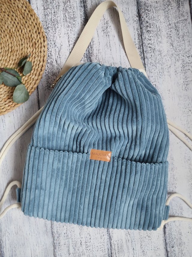 Workoplecak 2w1 sztruks niebieski