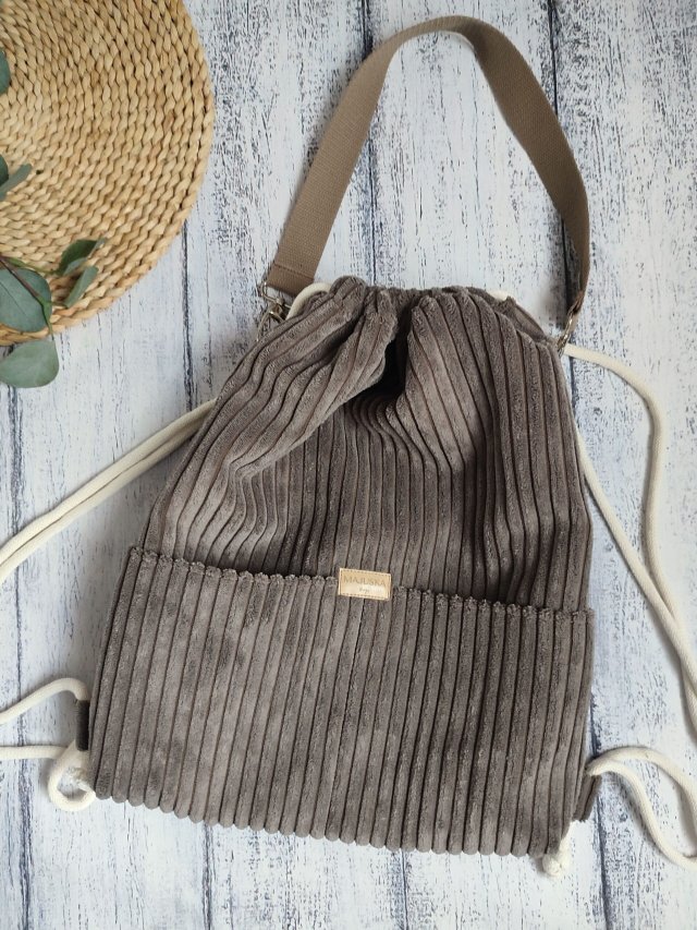 Workoplecak 2w1 sztruks brąz