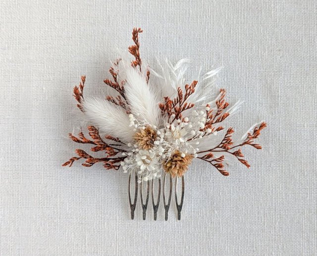 Spinka do włosów z naturalnymi kwiatami brązowa łąka